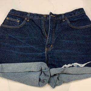 Dark wash denim shorts